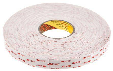 3M 4945 White Acrylic Foam Double Sided Tape, 1.1mm Thick , 25mm x 33m