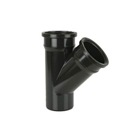 Push Fit Soil 135° Single Branch Equal Tee PVCu Black 110mm